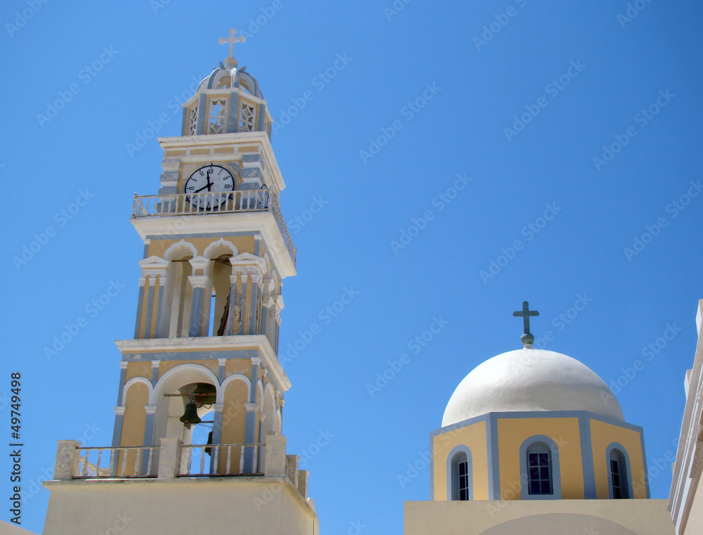 Church towers in Fira town