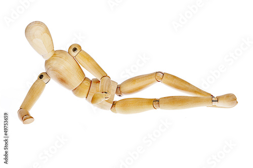 Wooden figure on white background