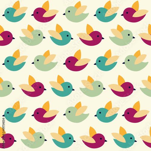 Cute seamless pattern with color birds