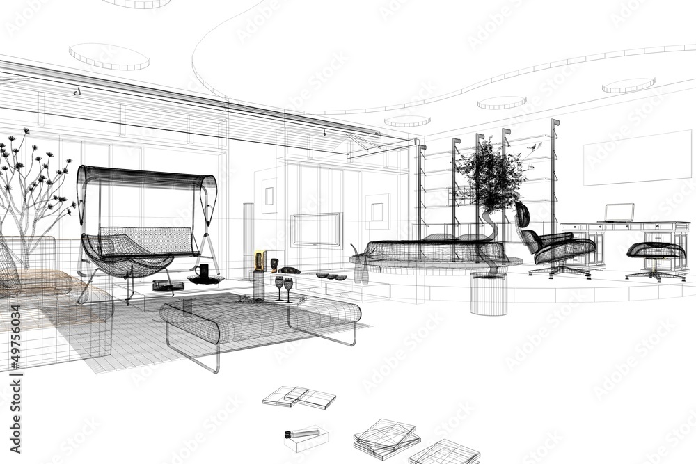 Fototapeta premium Rendering progetto, interni, interior, Appartamento