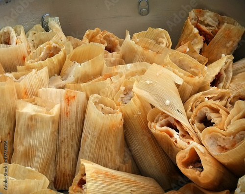 Big batch of tamales in a pot