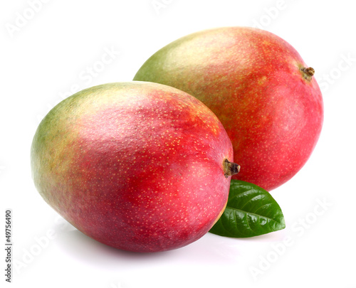 Two ripe mango with leaf