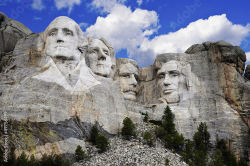 Mount Rushmore with blue sky