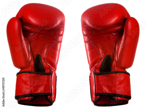 Pair of red leather boxing gloves © Vankad