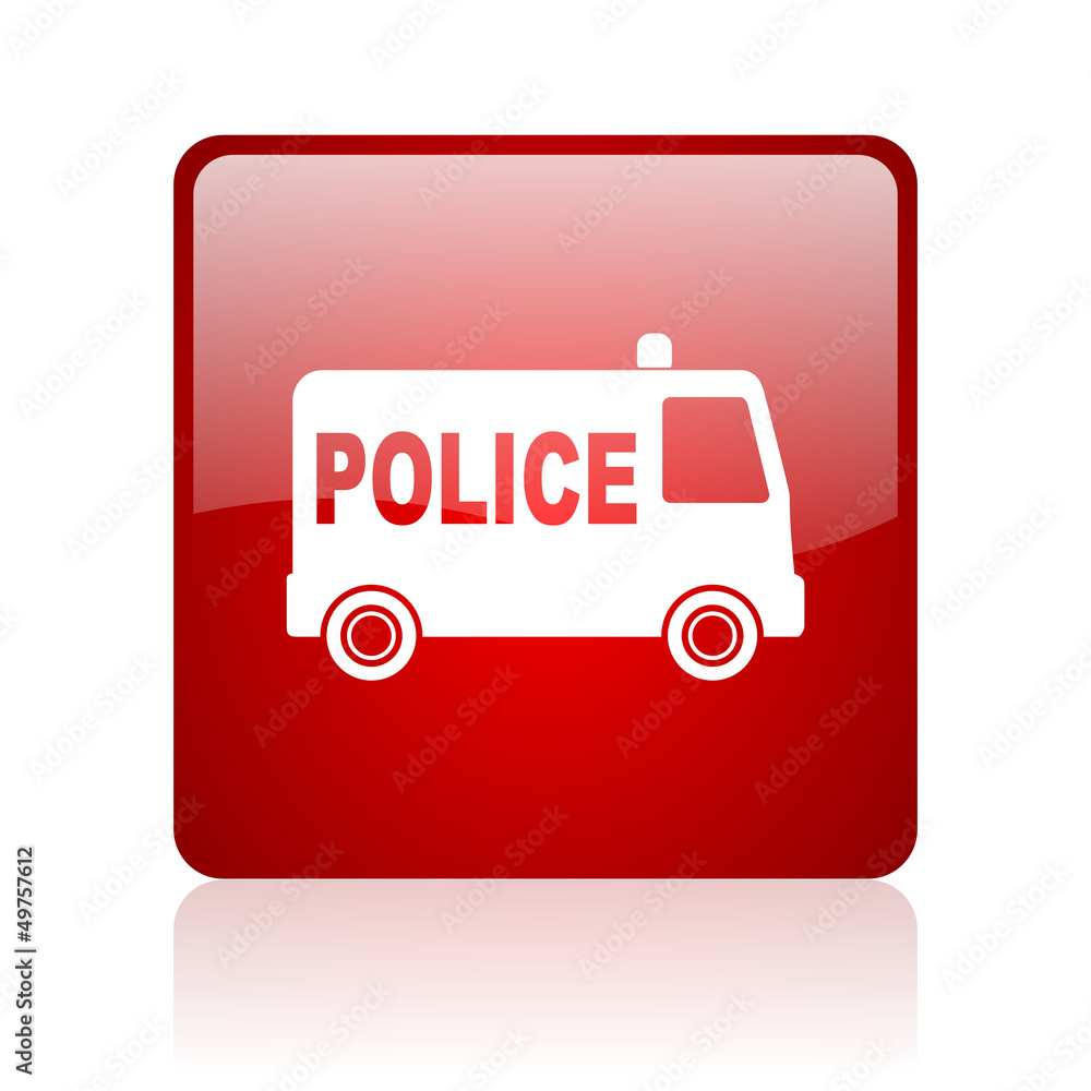 police red square glossy web icon on white background police red square glossy web icon on white background