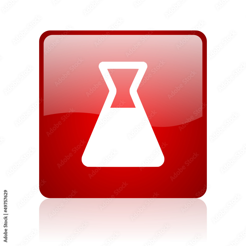 chemistry red square glossy web icon on white background chemistry red square glossy web icon on white background