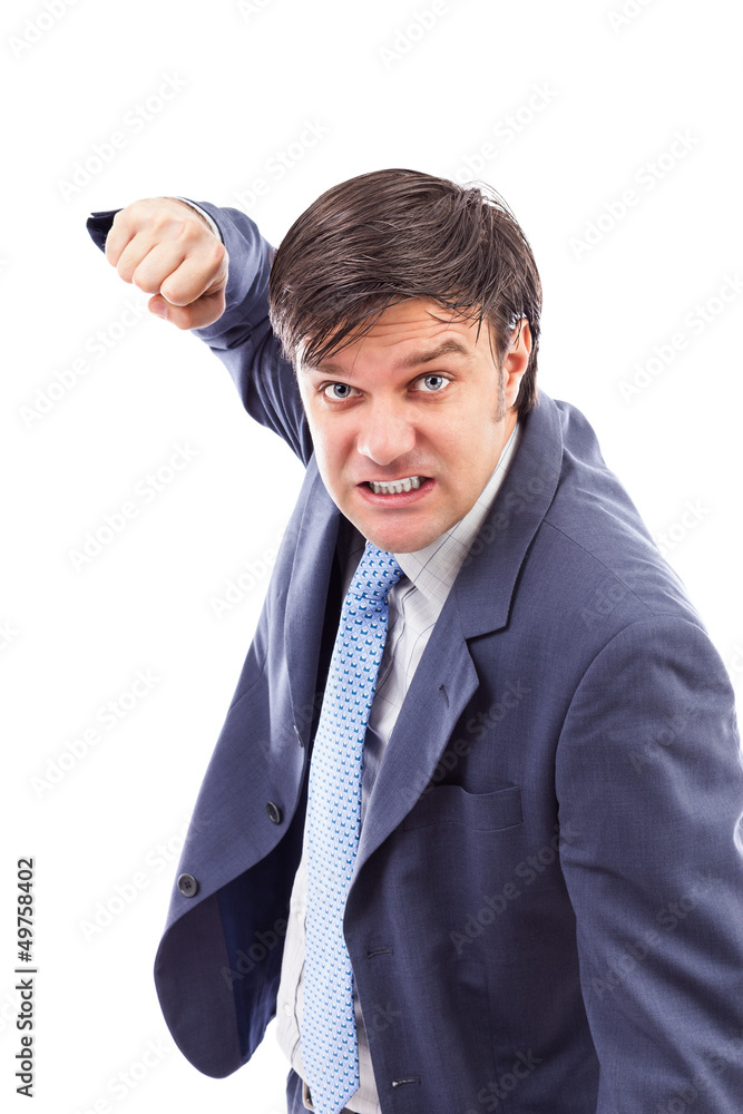 Closeup portrait of an angry businessman