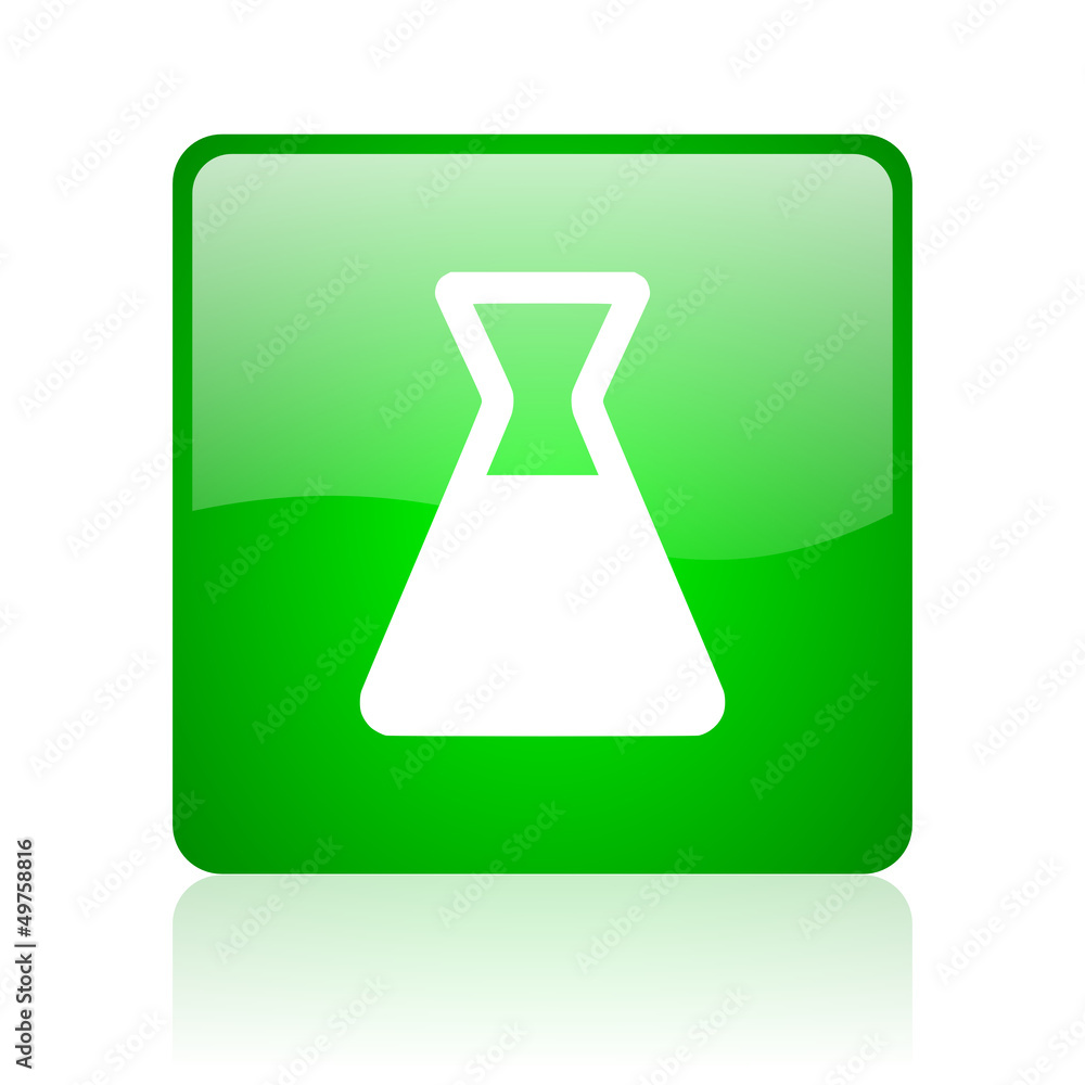 chemistry green square web icon on white background chemistry green square web icon on white background