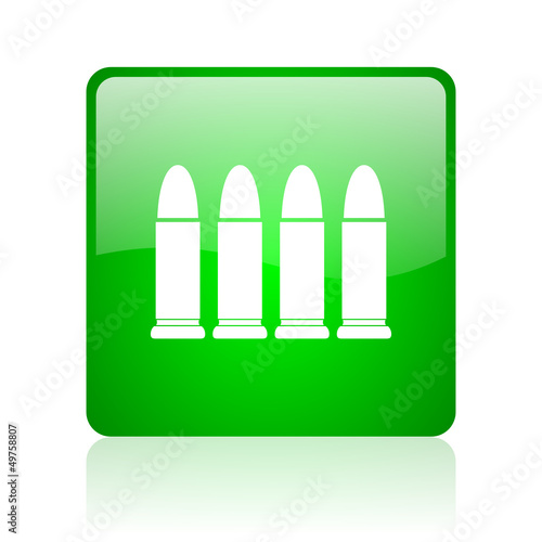 ammunition green square web icon on white background