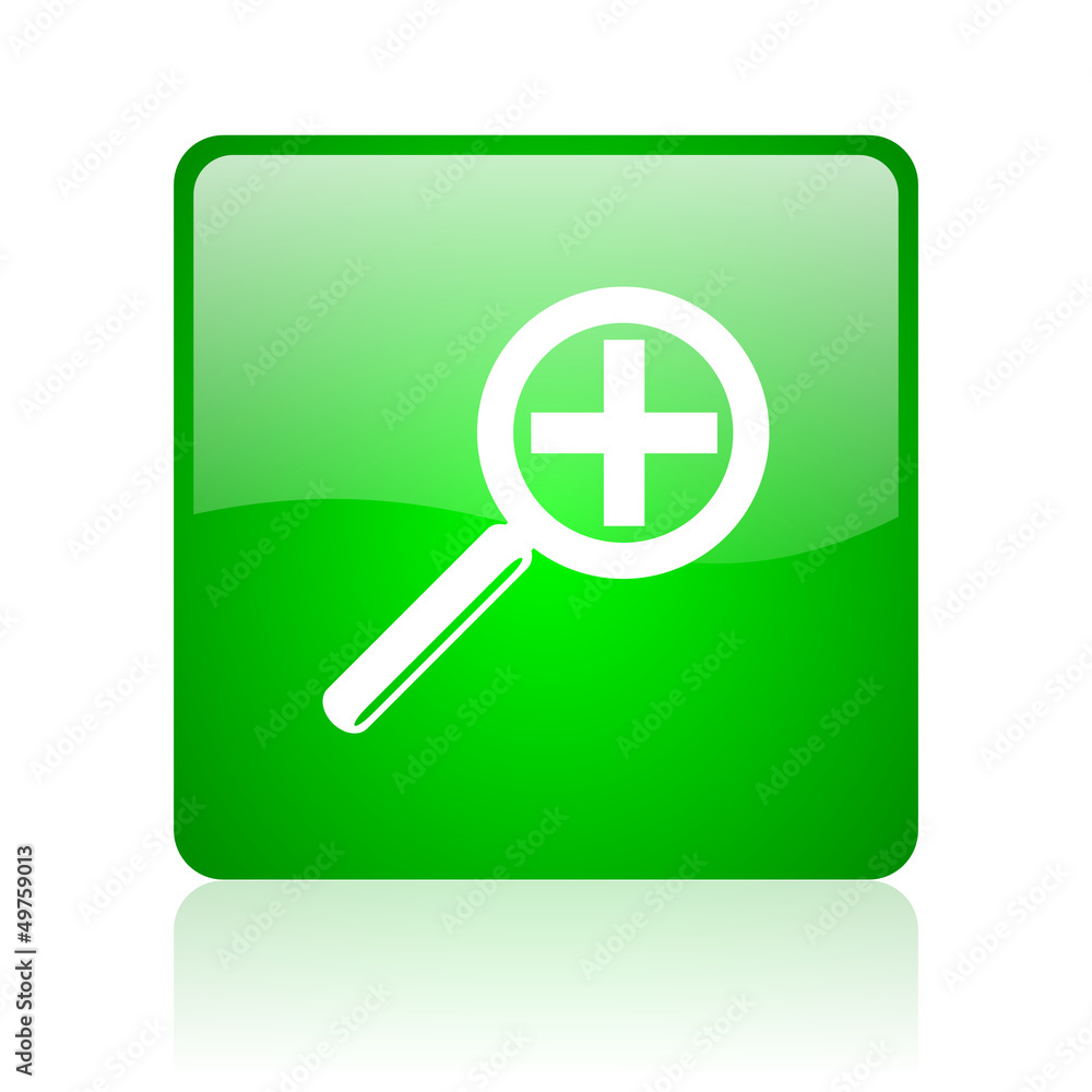 magnification green square web icon on white background magnification green square web icon on white background
