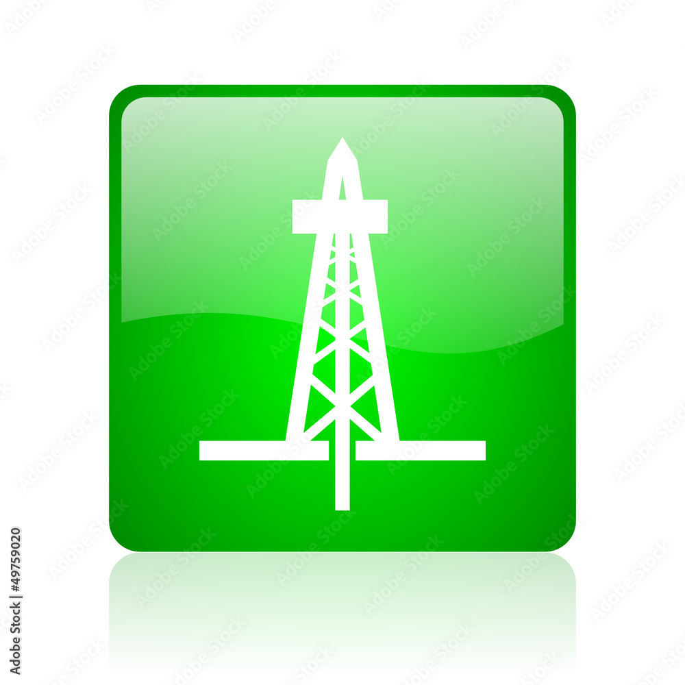 drilling green square web icon on white background drilling green square web icon on white background