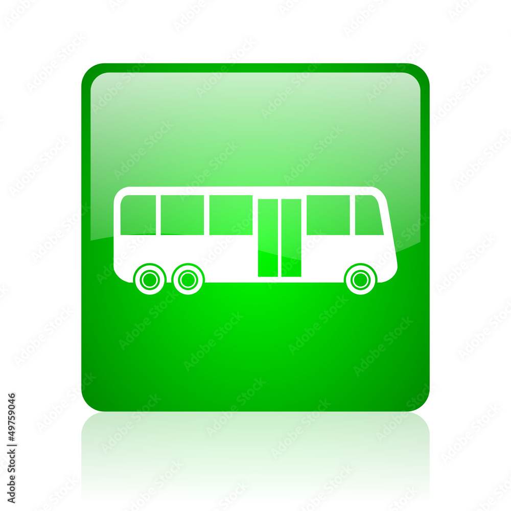 bus green square web icon on white background bus green square web icon on white background