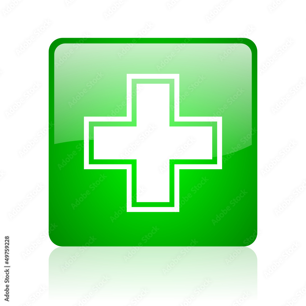 Obraz premium pharmacy green square web icon on white background