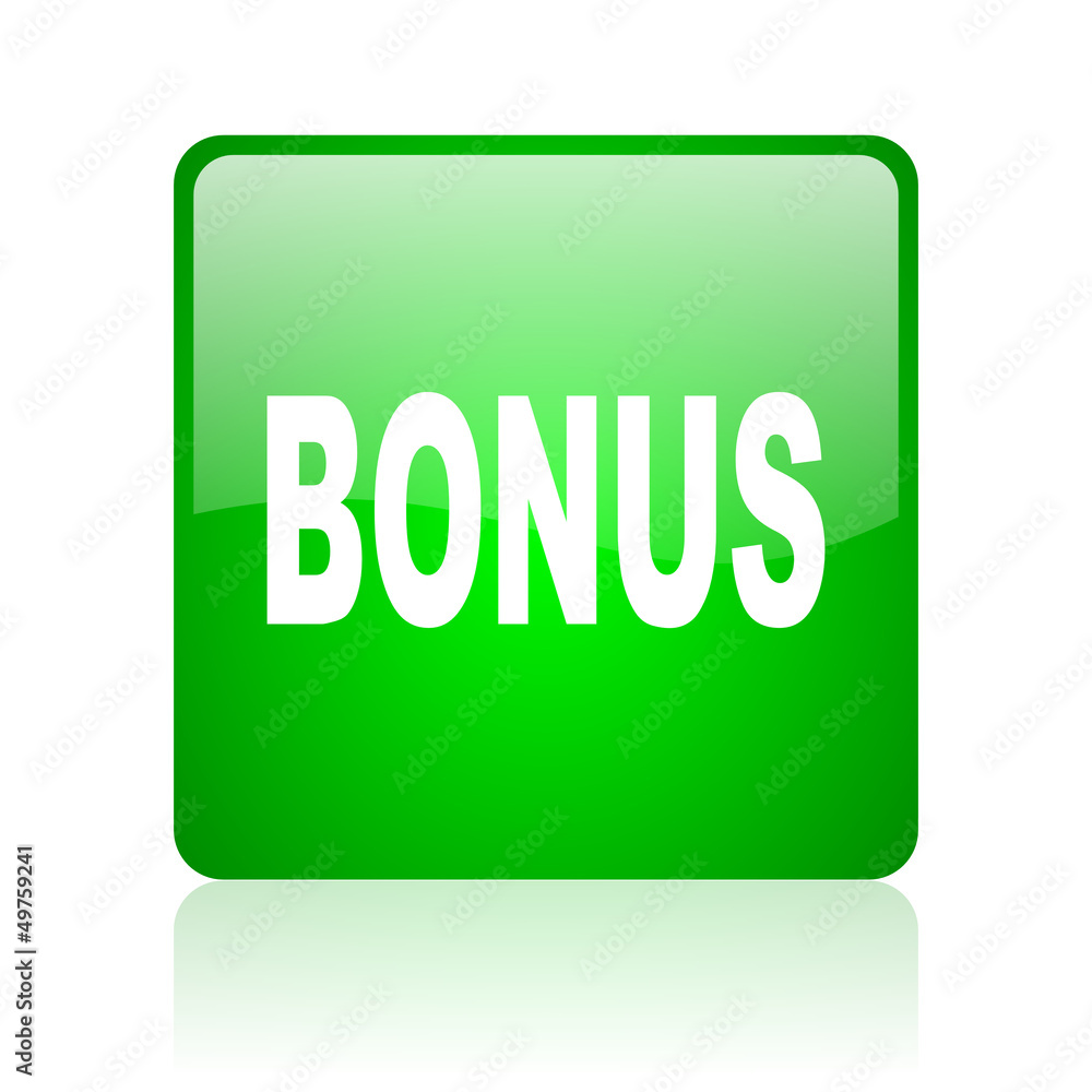 bonus green square web icon on white background bonus green square web icon on white background