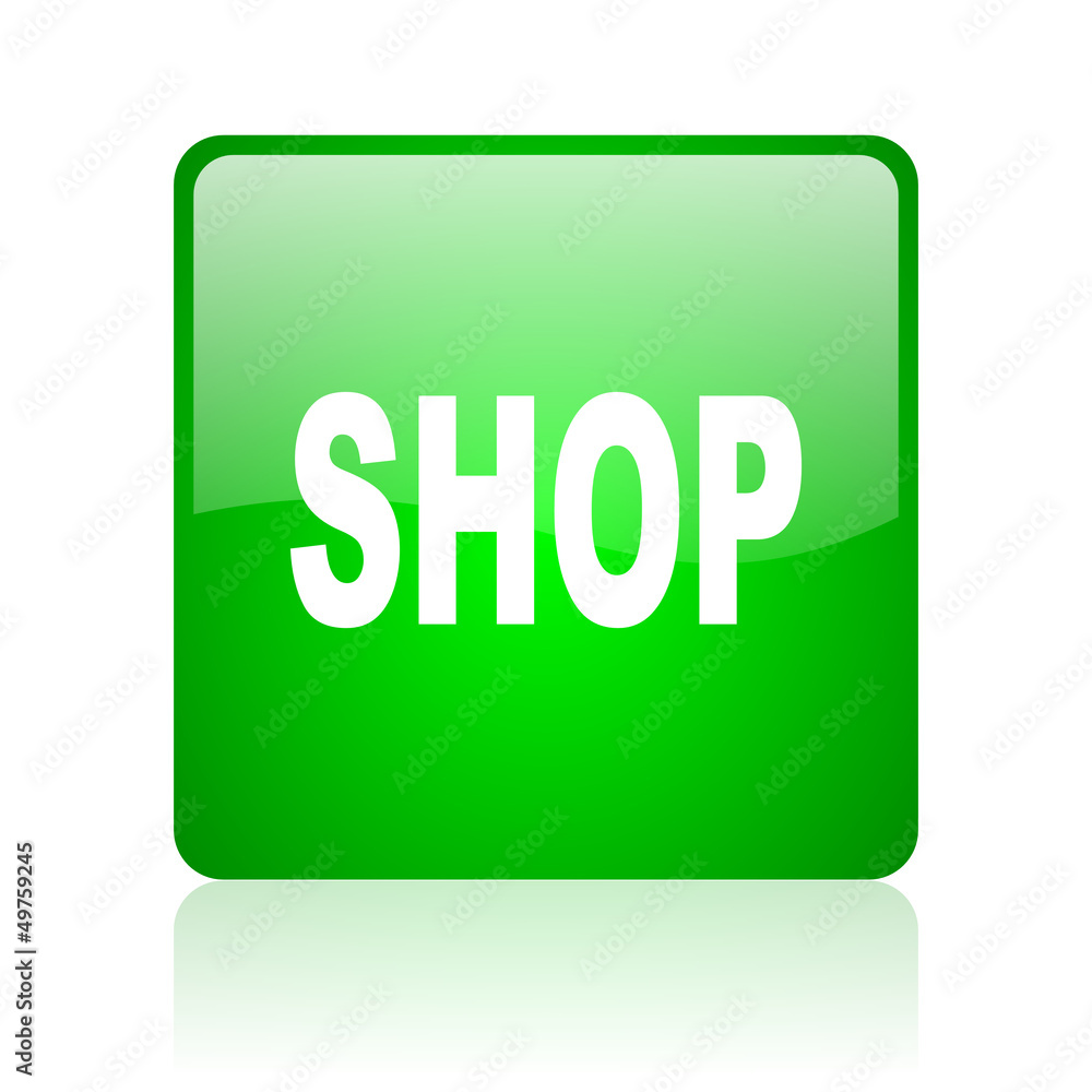shop green square web icon on white background shop green square web icon on white background
