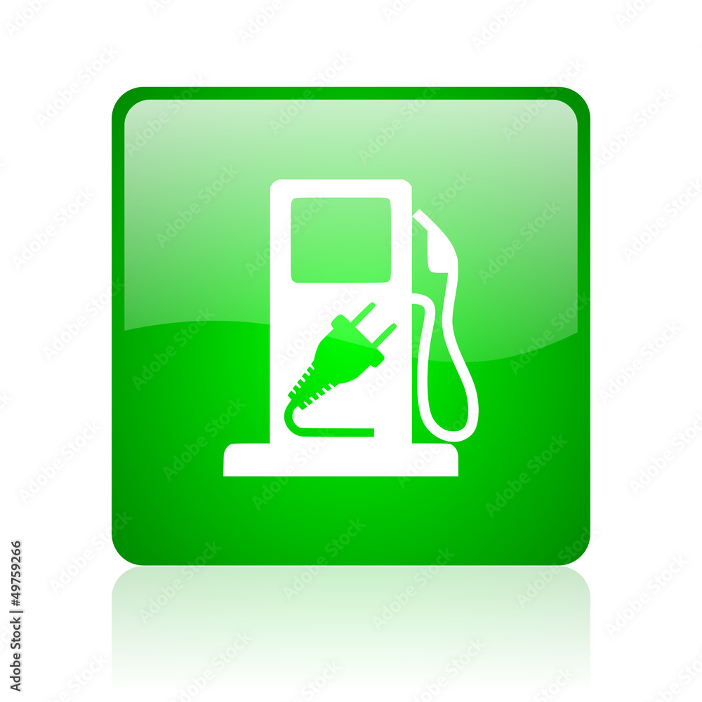 fuel green square web icon on white background fuel green square web icon on white background