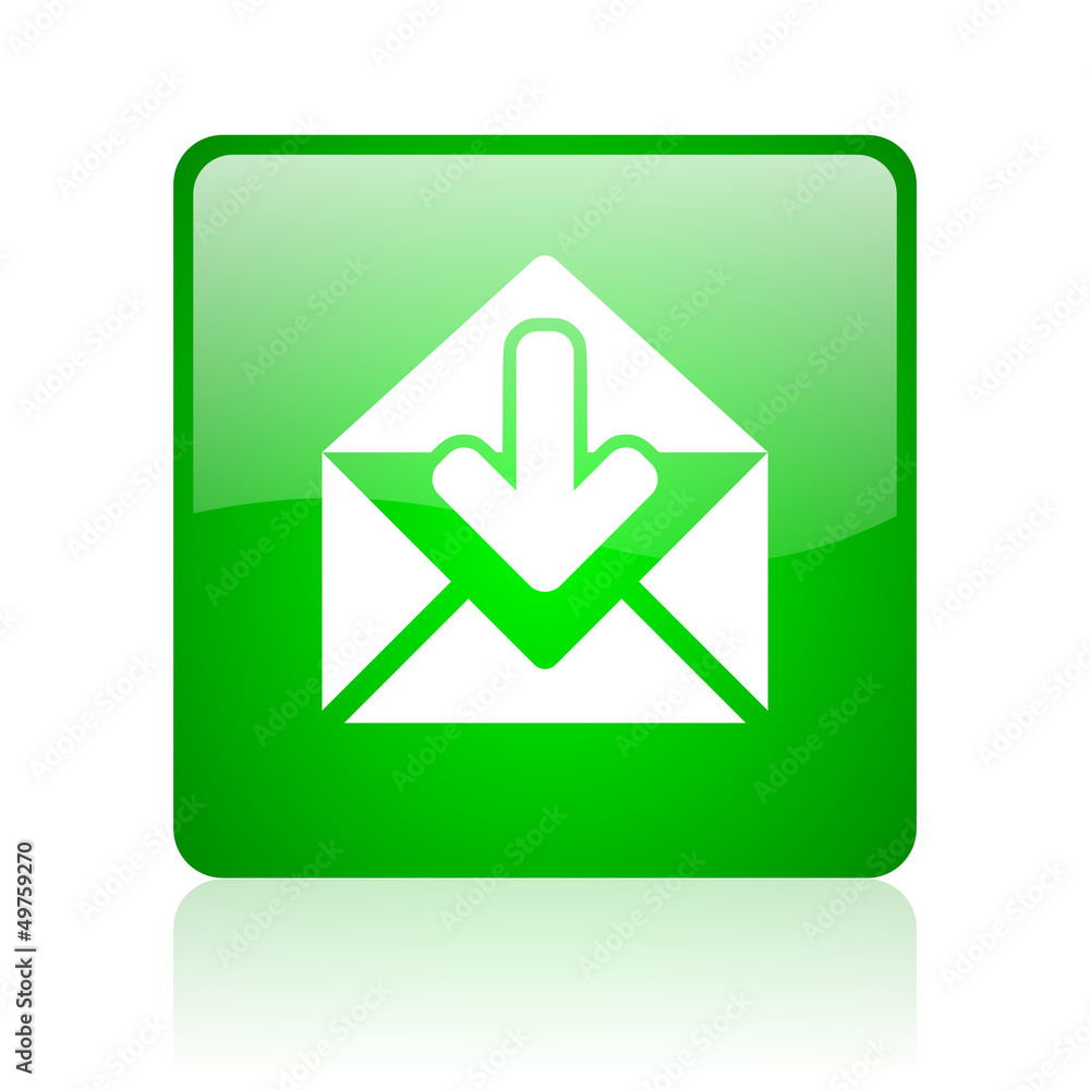mail green square web icon on white background mail green square web icon on white background