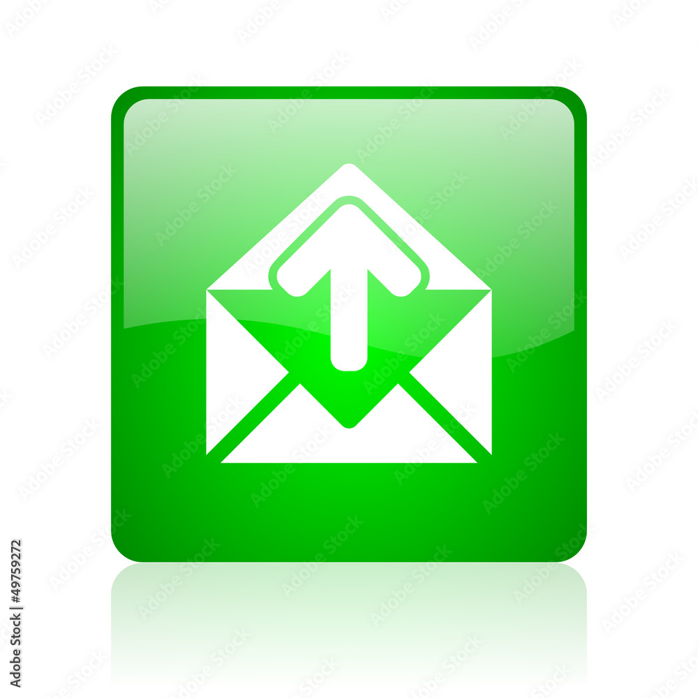 mail green square web icon on white background mail green square web icon on white background