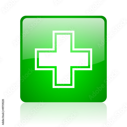 pharmacy green square web icon on white background