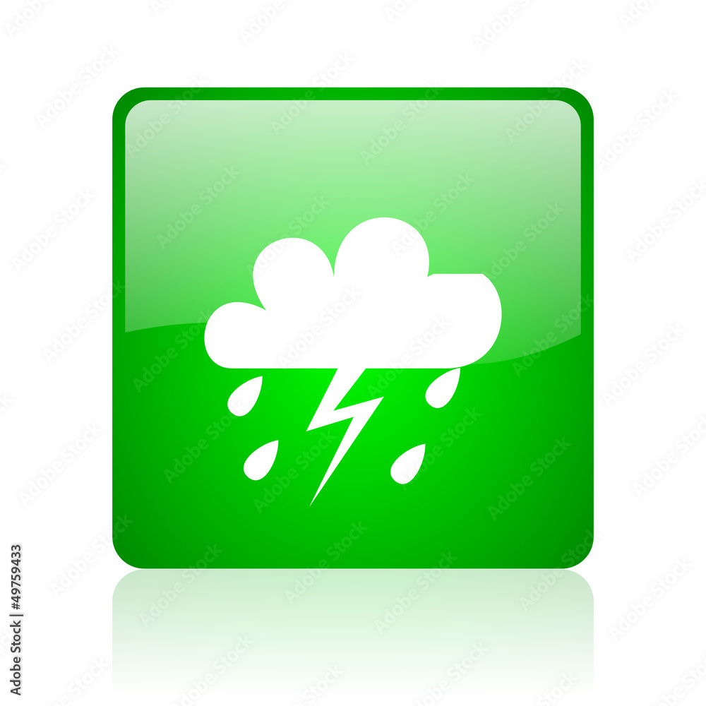 weather forecast green square web icon on white background weather forecast green square web icon on white background
