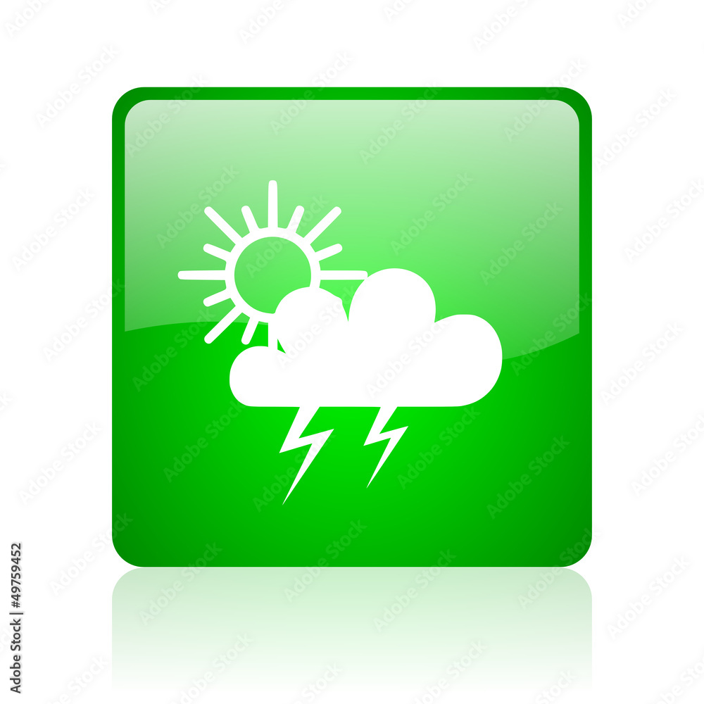 weather forecast green square web icon on white background weather forecast green square web icon on white background