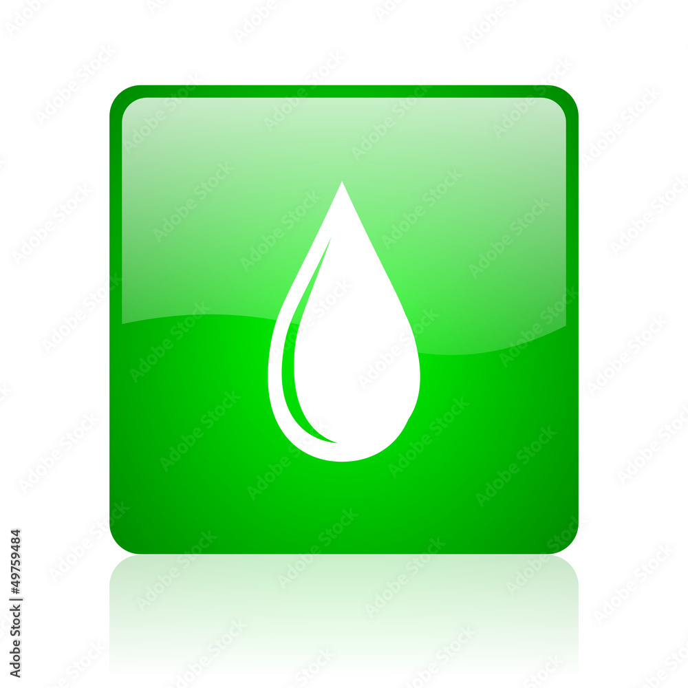 water drop green square web icon on white background water drop green square web icon on white background