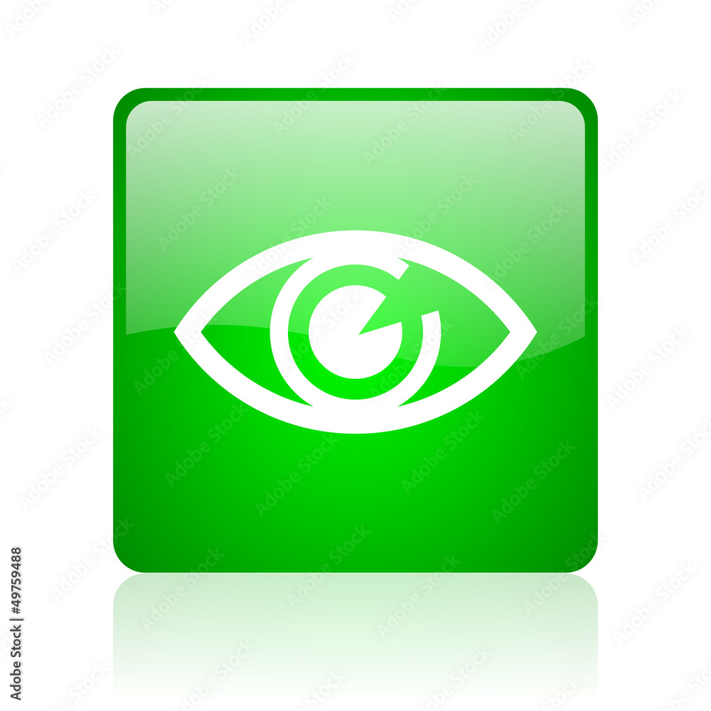 eye green square web icon on white background eye green square web icon on white background