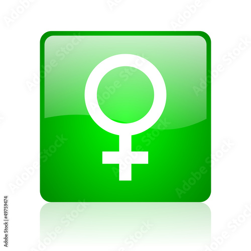 sex green square web icon on white background