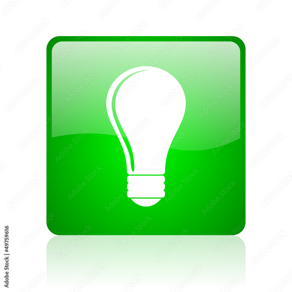 light bulb green square web icon on white background light bulb green square web icon on white background