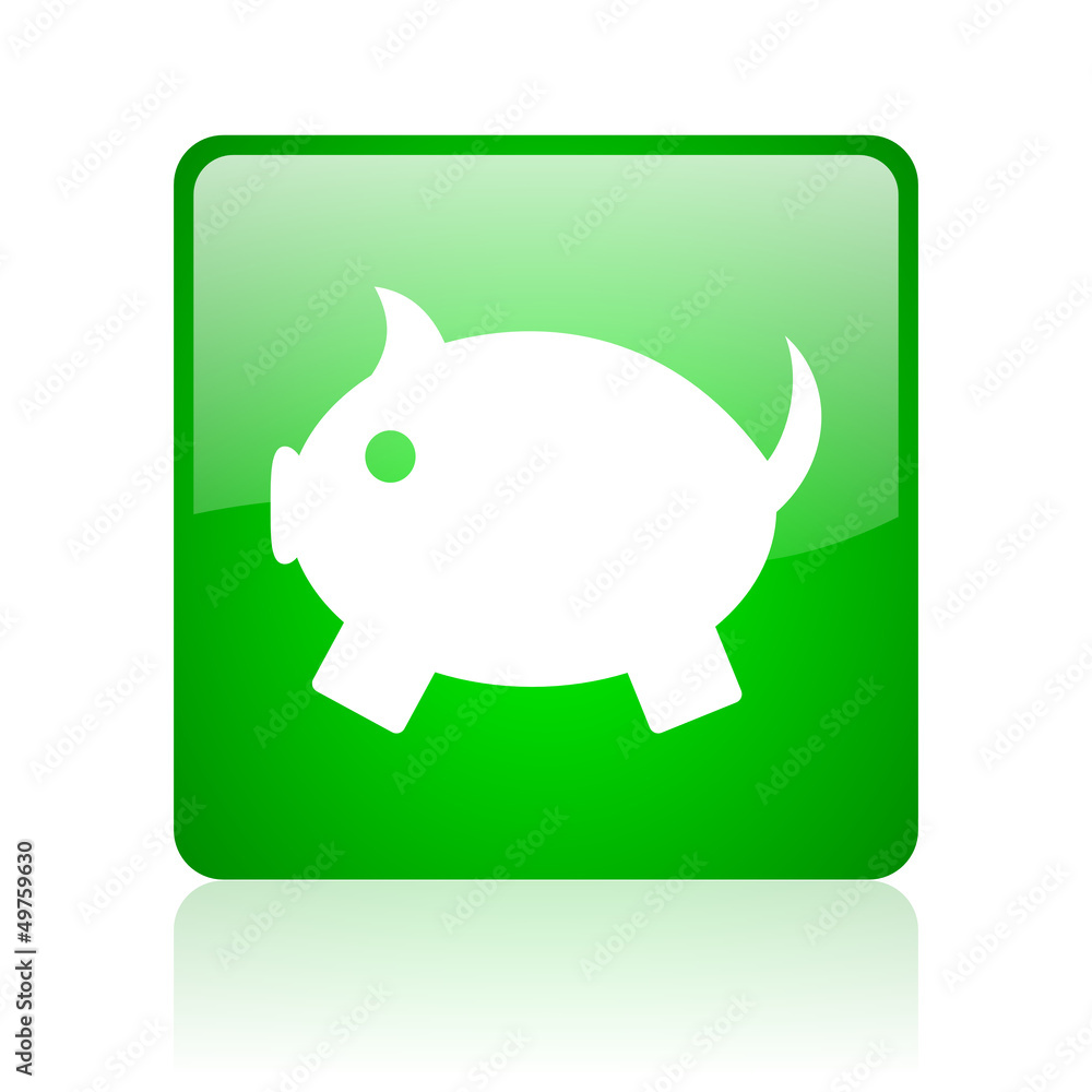 piggy bank green square web icon on white background piggy bank green square web icon on white background