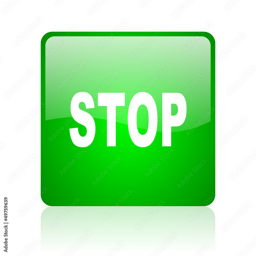 stop green square web icon on white background stop green square web icon on white background