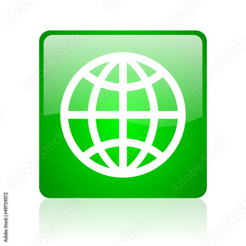 earth green square web icon on white background