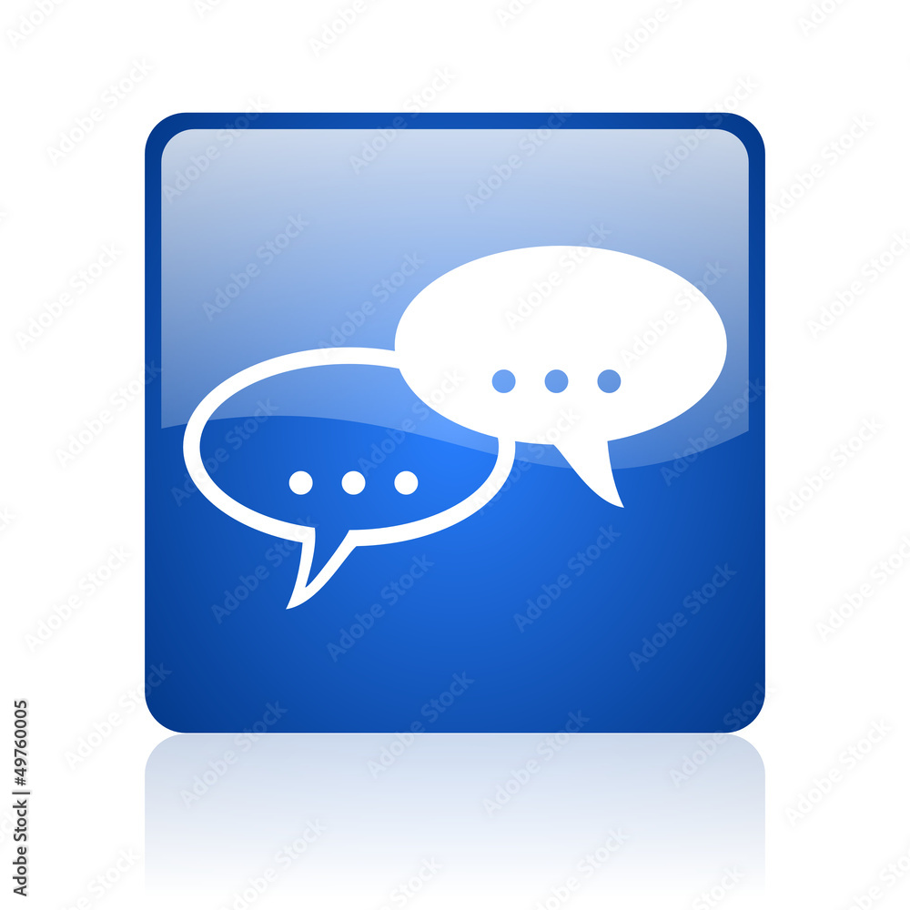 forum blue square glossy web icon on white background forum blue square glossy web icon on white background