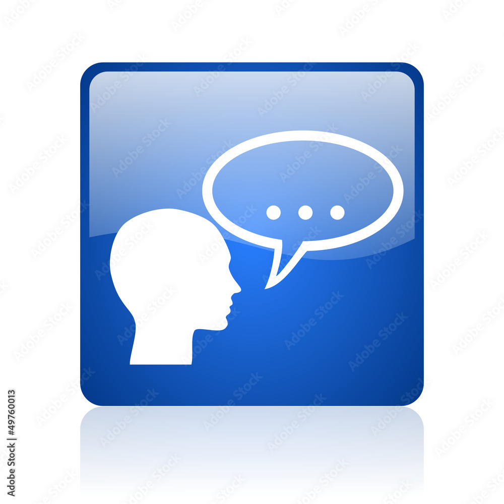 forum blue square glossy web icon on white background forum blue square glossy web icon on white background
