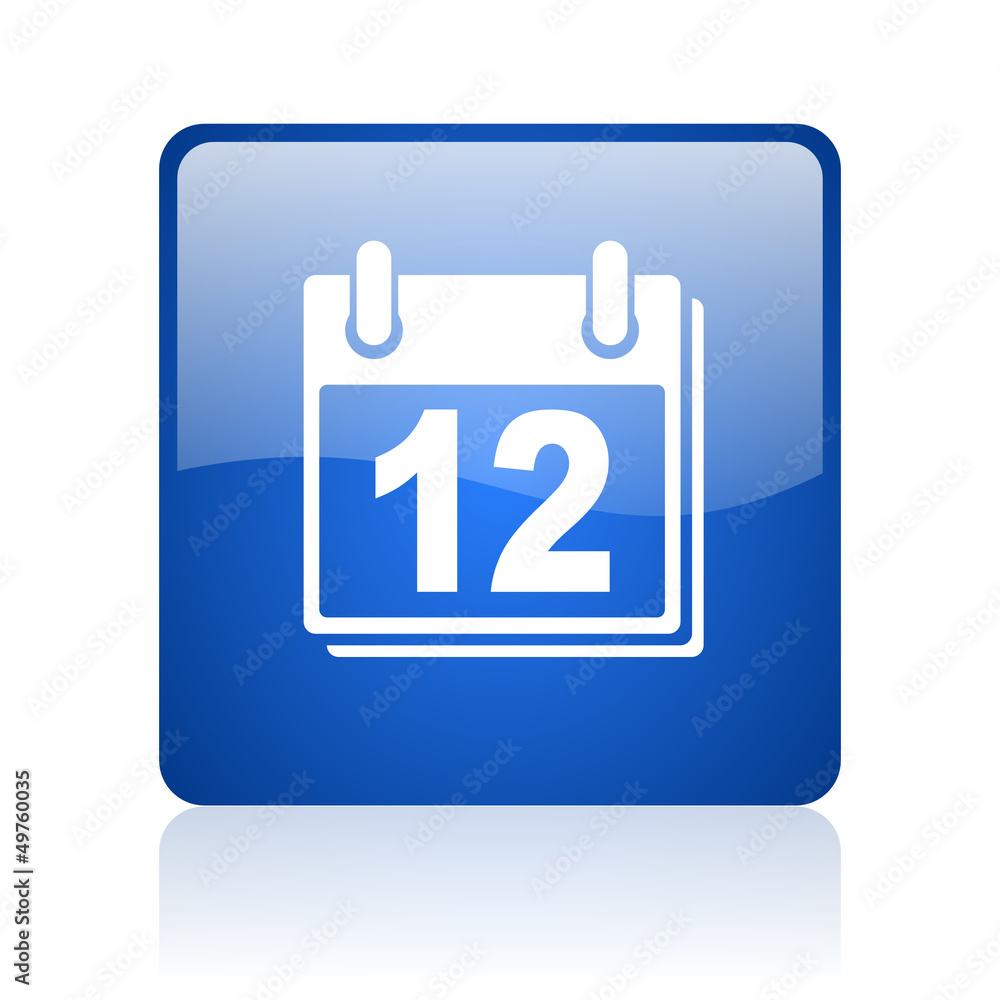 planner blue square glossy web icon on white background planner blue square glossy web icon on white background