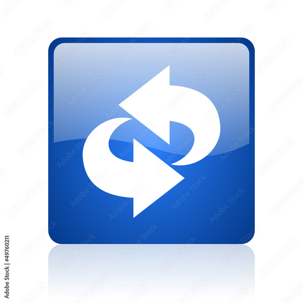 rotate blue square glossy web icon on white background rotate blue square glossy web icon on white background