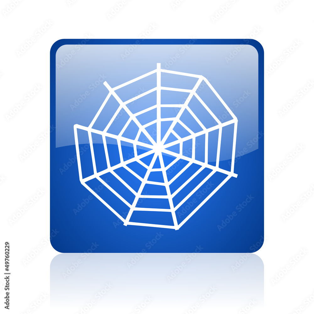 spider web blue square glossy web icon on white background spider web blue square glossy web icon on white background