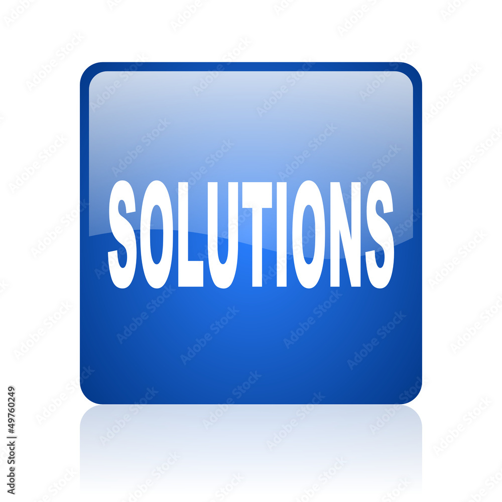 solutions blue square glossy web icon on white background solutions blue square glossy web icon on white background