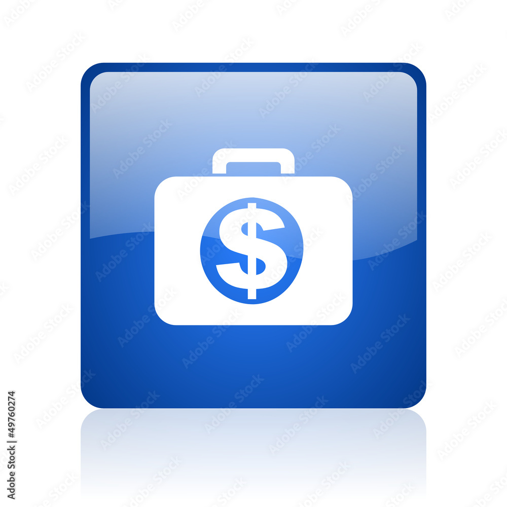 financial blue square glossy web icon on white background financial blue square glossy web icon on white background