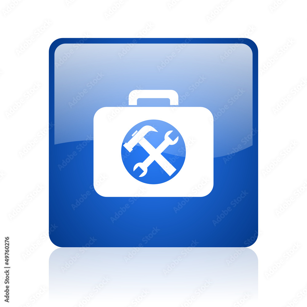 toolkit blue square glossy web icon on white background toolkit blue square glossy web icon on white background