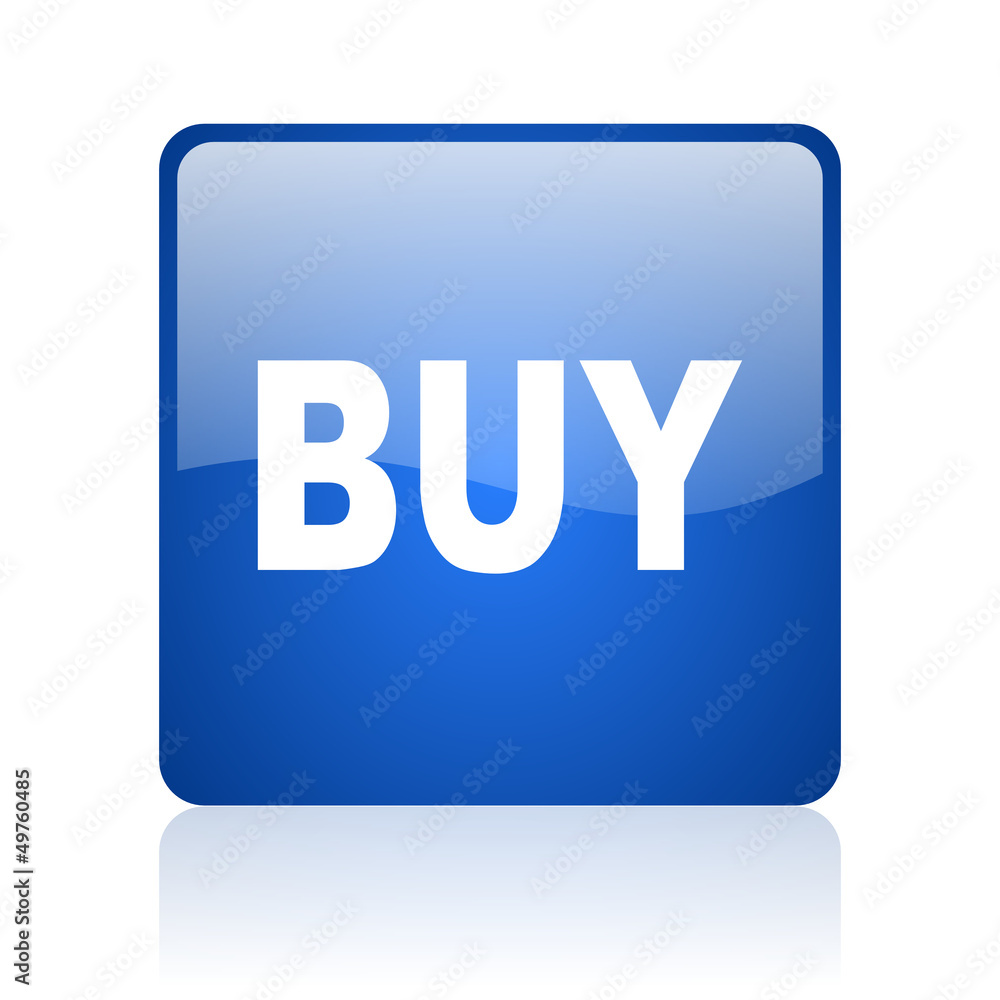 buy blue square glossy web icon on white background buy blue square glossy web icon on white background