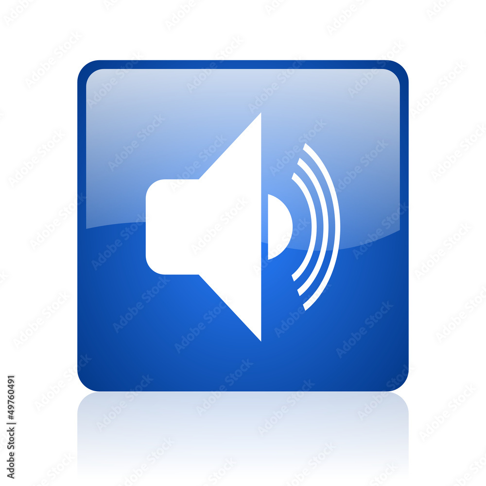 volume blue square glossy web icon on white background volume blue square glossy web icon on white background