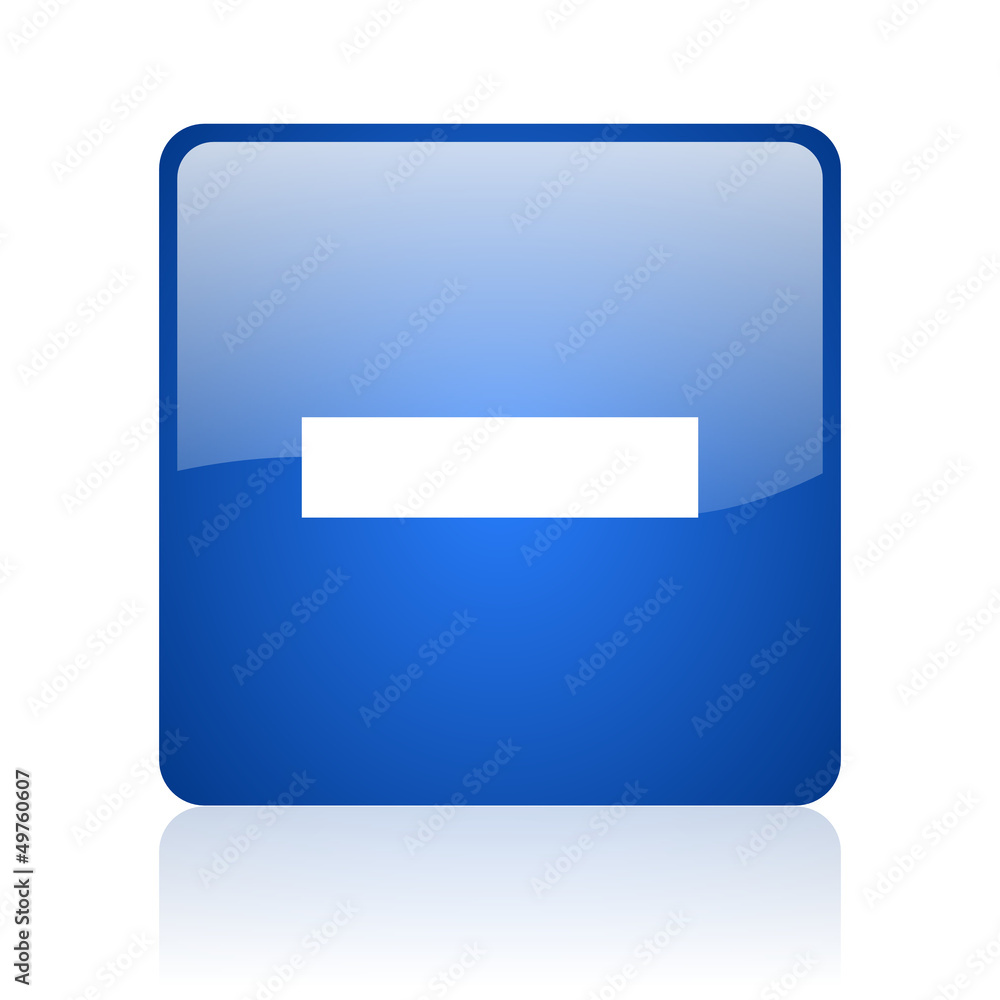 minus blue square glossy web icon on white background minus blue square glossy web icon on white background
