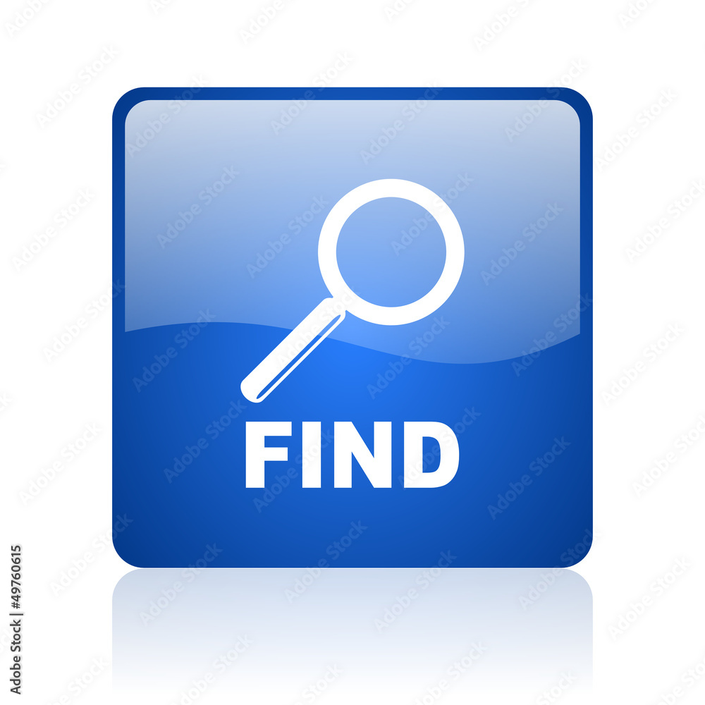 find blue square glossy web icon on white background find blue square glossy web icon on white background