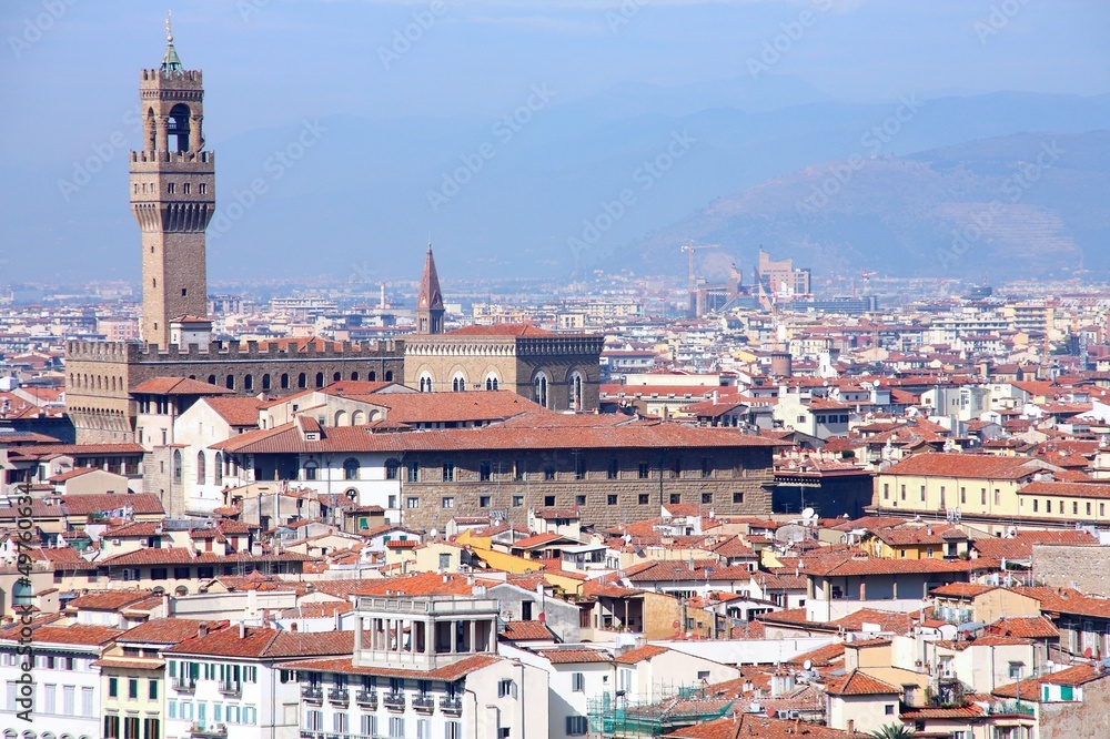 Florence cityscape with Vecchio Palace, Italy