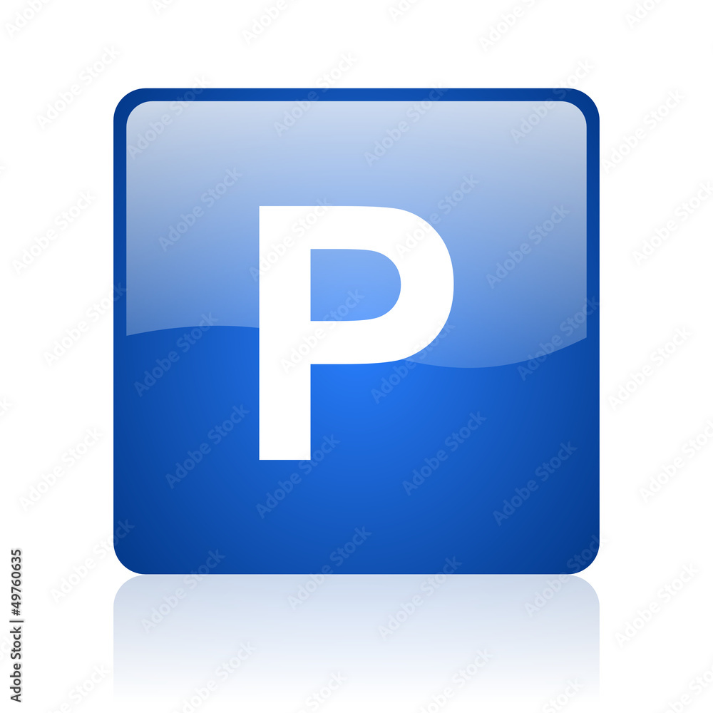 park blue square glossy web icon on white background park blue square glossy web icon on white background