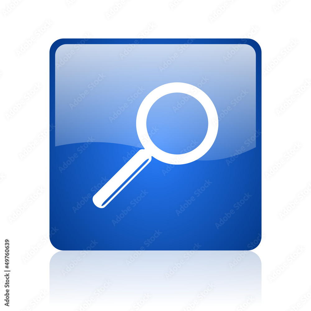 search blue square glossy web icon on white background search blue square glossy web icon on white background