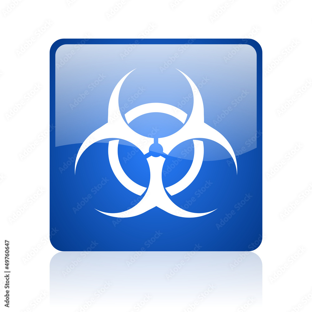 virus blue square glossy web icon on white background virus blue square glossy web icon on white background