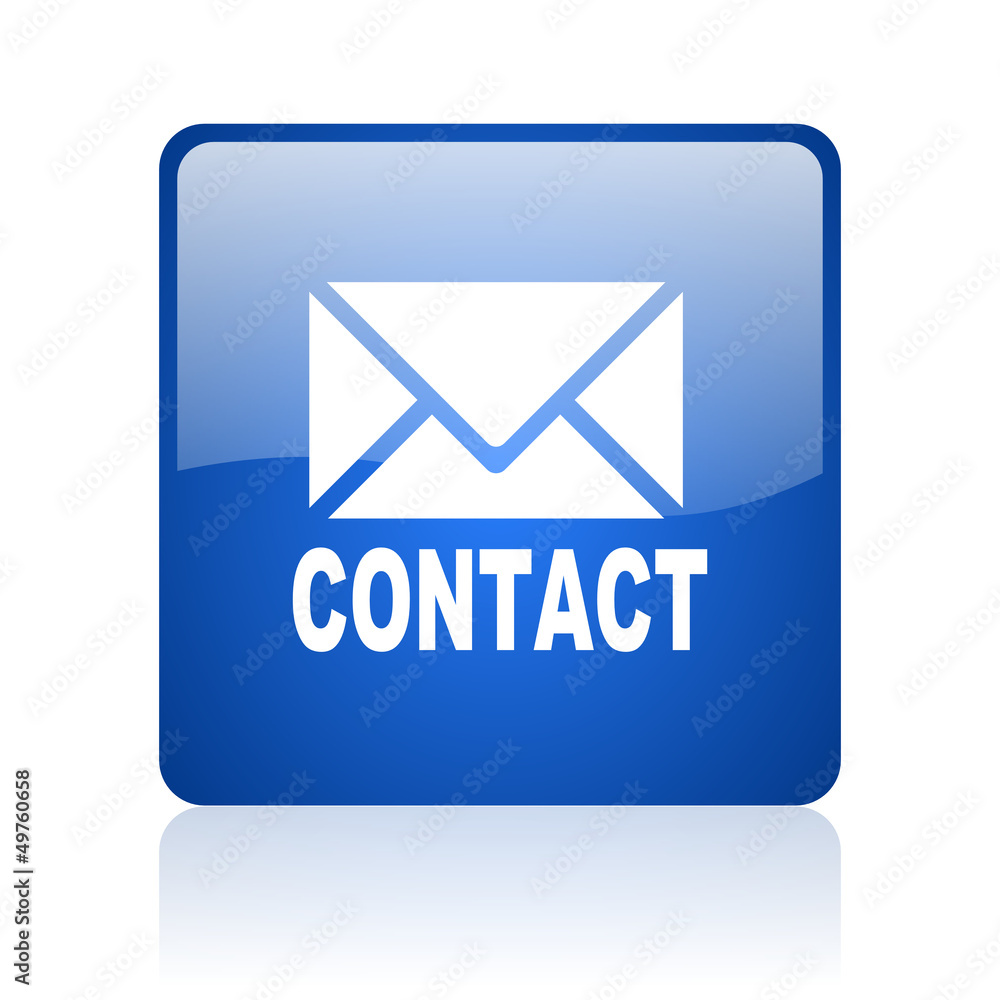 contact blue square glossy web icon on white background contact blue square glossy web icon on white background