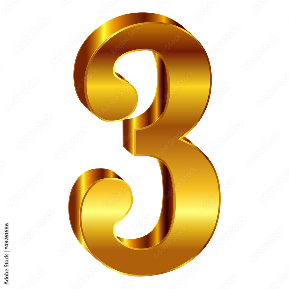 Naklejka premium ３ 数字 エンブレム 金